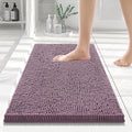 Smiry Luxury Chenille Bathroom Rugs 24x16, Extra Soft and Absorbent Shaggy Bath Mat, Machine Washable, Non-Slip Plush Carpet Runner for Tub, Shower, and Floor, Home Decor Accessories, Deep Plum