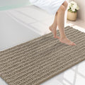Smiry Bathroom Rugs Mat 47x24, Extra Soft Absorbent Chenille Bath Rugs, Non Slip Rubber Backing Machine Washable Quick Dry Bath Mats for Bathroom Floor, Tub, Shower, Home Decor Accessories, Latte