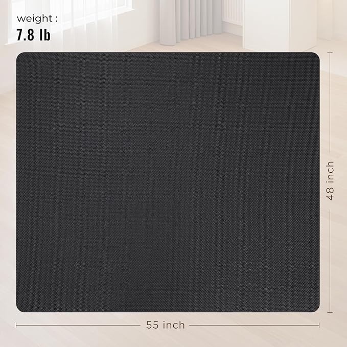 Office Chair Mat for Hard Floors,48"x55" Anti-Slip Waterproof Hardwood Floor Chair Mat,Heavy Duty Floor Protector Rolling Chairs for Home Office(Black)