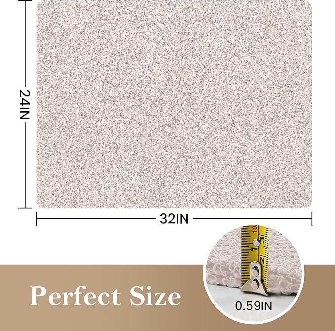 Shower Mat Bathtub Mat Non-Slip,32x24 inch, Soft Tub Mat with Drain,PVC Loofah Bath Mat (Phthalate Free) for Tub and Bathroom,Quick Drying,White