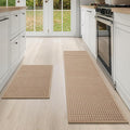 YDKGL Kitchen Mat Kitchen Rugs Sets of 2 PCS Non Slip Washable, Super Absorbent Soft Braided Kitchen Mats for Floor, Rubber Backing Comfort Standing Kitchen Sink Mat Runner Rug, Brown 17"x28"+17"x59"