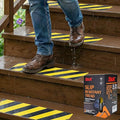 S&X S680 Anti Slip Stair Treads 6" x 24", 10-Pack Pre-Cut Black/Yellow Caution Non Slip Safety Tape Strips for Outdoor Stair Treads, Wooden Steps & Exterior Grips