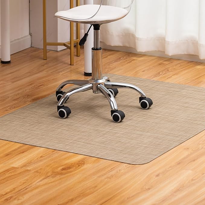 BARoyal Office Chair Mat for Hardwood Floor Under Desk Computer Rolling Chair Mat for Wood/Tile Floor Non-Slip Heavy Duty Desk Rug PVC Plastic Hard Floor Protector 30" x 48"(Linen)