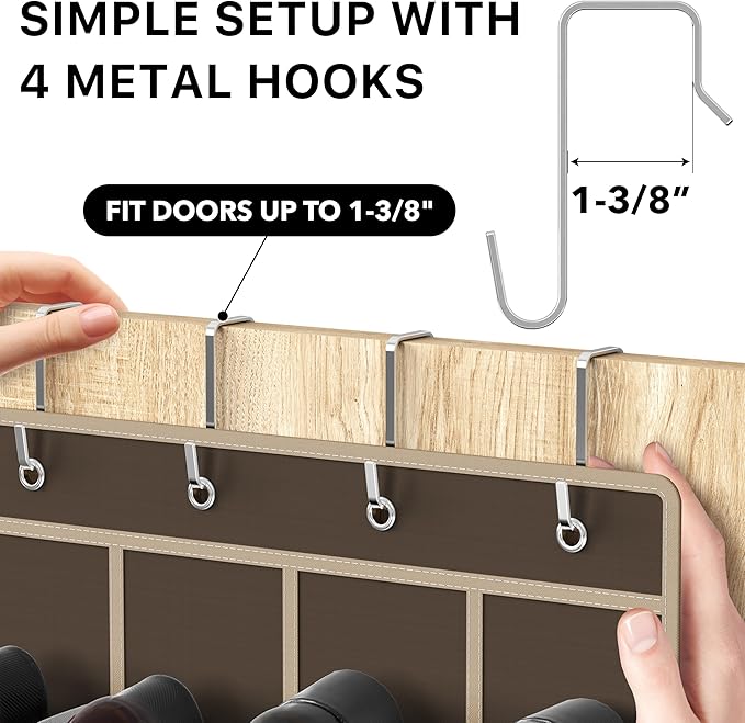 Simple Houseware 24 Pockets - Crystal Clear Over The Door Hanging Shoe Organizer, Brown (64'' x 19'')