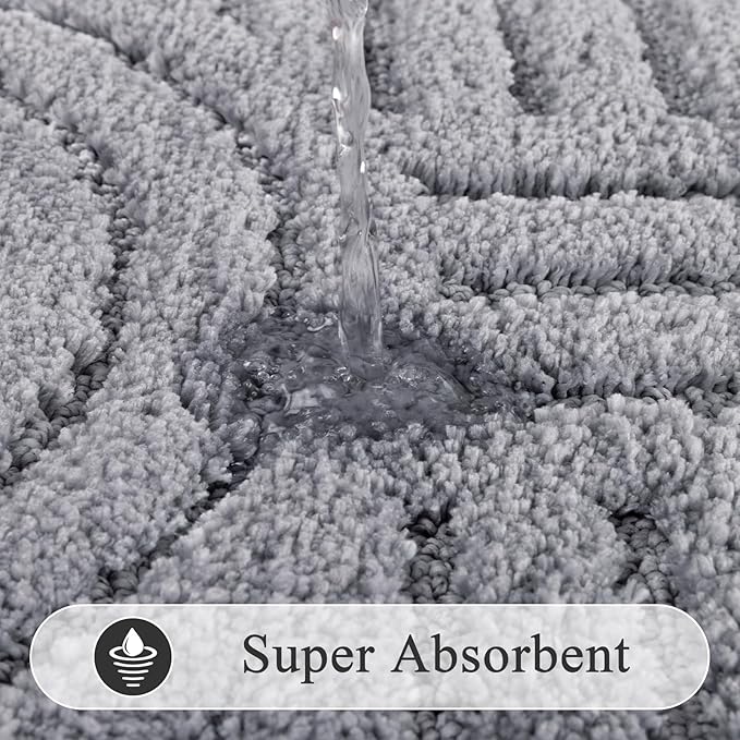 SHACOS Super Soft Bathroom Runner Rugs 24"x60" Non Slip Boho Bath Rugs Microfiber Absorbent Bath Mats for Bath Room Floor Machine Washable Shaggy Carpet for Shower Bathtub, Light Grey 2' x 5'
