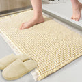 ZALL Beige Waffle Bath Mat,Super Absorbent Non Slip Bathroom Rug,Cream 18x30inch,Machine Washable Ultra Soft Floor Mats