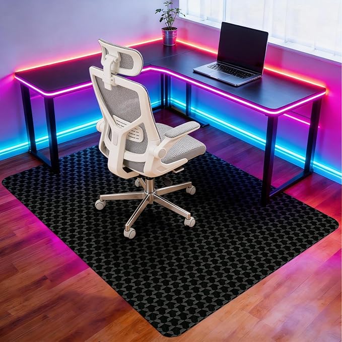 Vicwe Office Chair Mat for Hard Floor, 60"x46" Anti-Slip PVC Computer Chair Mats for Gaming, Easy Glide for Chairs, Multi-Purpose Floor Protector Desk Chair Mat for Home Office