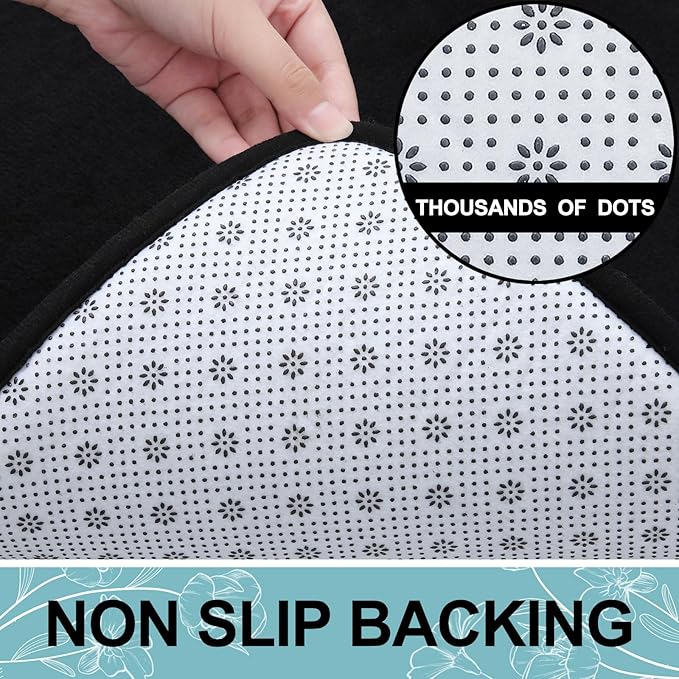 Smiry Memory Foam Bath Mat 45x27, Extra Soft and Absorbent Bathroom Mats, Non Slip Washable Carpet for Floor, Shower and Tub, Black