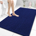 OLANLY Bathroom Rug Mat 44x32, Thick Soft and Absorbent Chenille Bath Mat, Non-Slip Rubber Backing, Machine Washable Quick Dry Bath Rugs for Tub Shower Floor, Home Decor Accessories, Navy Blue