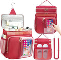 Portable Shower Caddy College Dorm Essentials, Large Toiletry Bag for Women Men, 2 Layers Quickly Dry Mesh Bathroom Tote Bag, Hanging Makeup Organizer Bag for Travel, Gym, Camping (Wine Red)