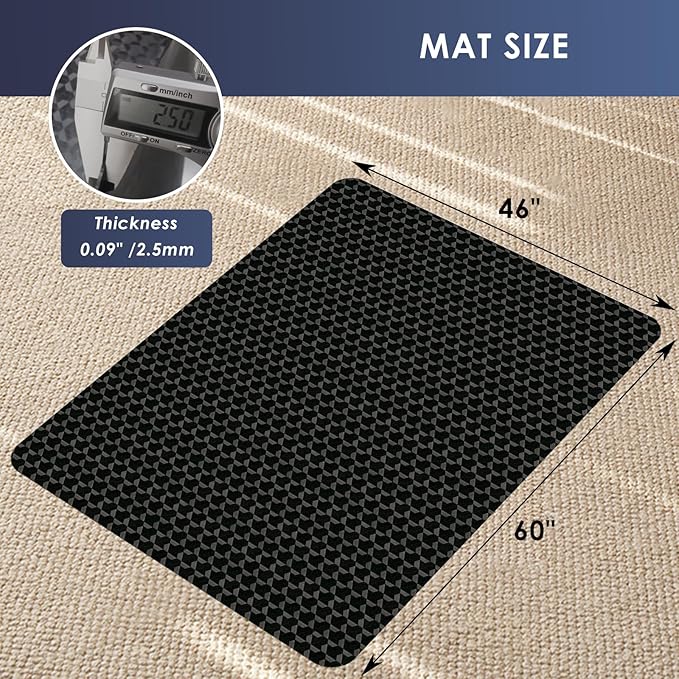 Vicwe Office Chair Mat for Carpet, 60"x46" Anti-Slip Waterproof Floor Protector Desk Chair Mat for Rolling Chairs, Heavy Duty Chair Mat with Studs,Easy Glide Floor Mat for Home,Gaming