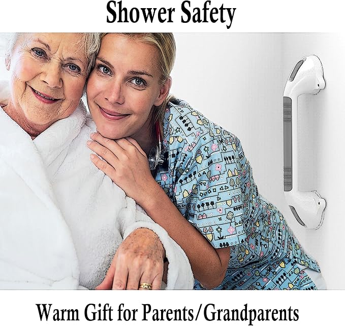 16.5inch 2 Pack Suction Balance Assist Bathroom Shower Handle,Bath Grab Bar with Indicators(White/Grey)