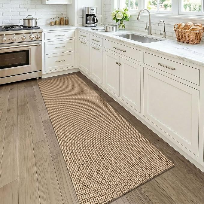 KOZYFLY Boho Runners for Hallways 2x7 ft Washable Kitchen Runner Non Slip Rubber Backed Hall Runners Cotton Entryway Runner Rugs for Indoor Backdoor Bedroom Kitchen, Orange Beige/Tan/Brown