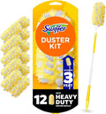Swiffer Duster Kit with 3 ft Extendable Handle, Dusters for Cleaning, Set Includes 1 Extension Pole and 12 Heavy Duty Dusting Refills Dust Cleaner, Long Extended Wand for Ceiling Fans and Walls