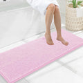 Smiry Luxury Chenille Bathroom Rugs 47x17, Extra Soft and Absorbent Shaggy Bath Mat, Machine Washable, Non-Slip Plush Carpet Runner for Tub, Shower, and Floor, Home Decor Accessories, Pink