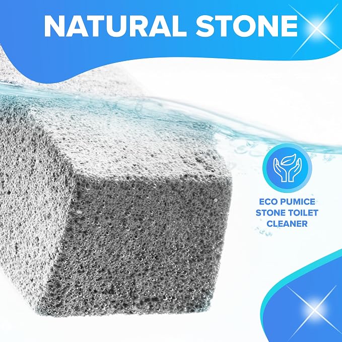 DISIWENE Pumice Cleaning Stone with Handle Toilet Bowl Cleaner Hard Water Ring Remover for Bath/Pool/Kitchen/Household Cleaning (2, 2 Pack with Extra Long Handle)