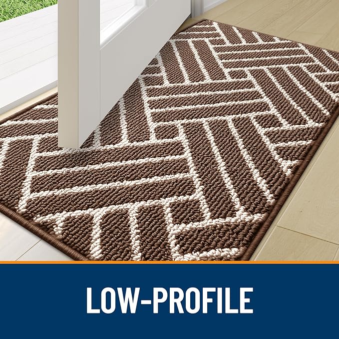 OLANLY Indoor Door Mat, 48x32 Inch, Dirt Resistant and Absorbent, Non-Slip Rubber Backing Floor Mats, Easy Clean Low-Profile Doormat for Entryway, Front Door, and Inside Entrance, Coffee