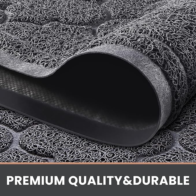LuxStep Door Mat Large 24x36 Inch Indoor Outdoor Doormat, Non-Slip Low-Profile Design Floor Mat, Durable Trap Dirt and Dust Front Door Welcome Mat for Entryway,Patio,Garage, Grey