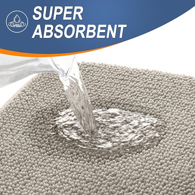 OLANLY Thick Memory Foam Small Bathroom Rugs 24x16, Extra Soft Absorbent Bath Rug, Quick Dry Bath Mats, Non-Slip, Machine Washable Mat for Bathroom, Tub and Shower, Home Decor Accessories, Warm Taupe