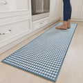 YDKGL Long Kitchen Runner Rugs Kitchen Mat Non Slip Washable, Super Absorbent Soft Chenille Braided Kitchen Mats for Floor, Rubber Backing Kitchen Floor Sink Standing Mat, Easy Clean, Blue 17"x71"
