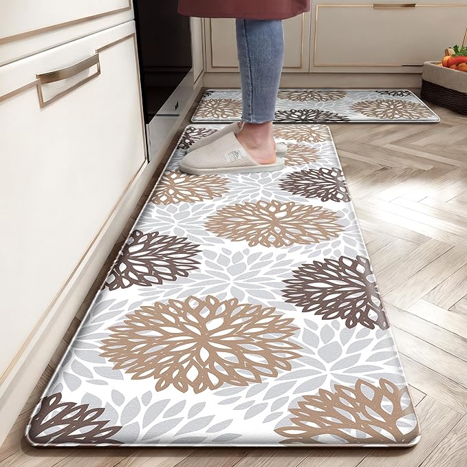 Kitchen Mats Set of 2 Cushioned Anti Fatigue Kitchen Rugs Non Slip Waterproof Kitchen Runner Memory Foam Kitchen Floor Mat Comfort Standing Mat for Sink,Office,Laundry