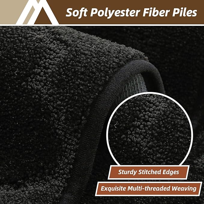 COSY HOMEER Kitchen Rugs 24"x36" Non-Slip Washable Kitchen Mats for Floor Absorbent Kitchen Carpet Soft Rugs for Kitchen,Sink Mat,Entrance,Area Rug,Black