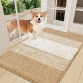 Smiry Dog Door Mat for Muddy Paws, Absorbs Moisture and Dirt, Low-Profile Entryway Mat with Non-Slip Backing, Entry Indoor Outdoor Doormat for Inside Floor (36x24 Inches, Beige, Striped)
