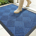 OLANLY Front Door Mat Outside Entrance 35x23, Absorbent, Heavy Duty Sturdy Natural Rubber Doormat Indoor Outdoor, Stain Fade Resistant, Non-Slip Low Profile Floor Mat for Entryway, Ocean Blue Diamond