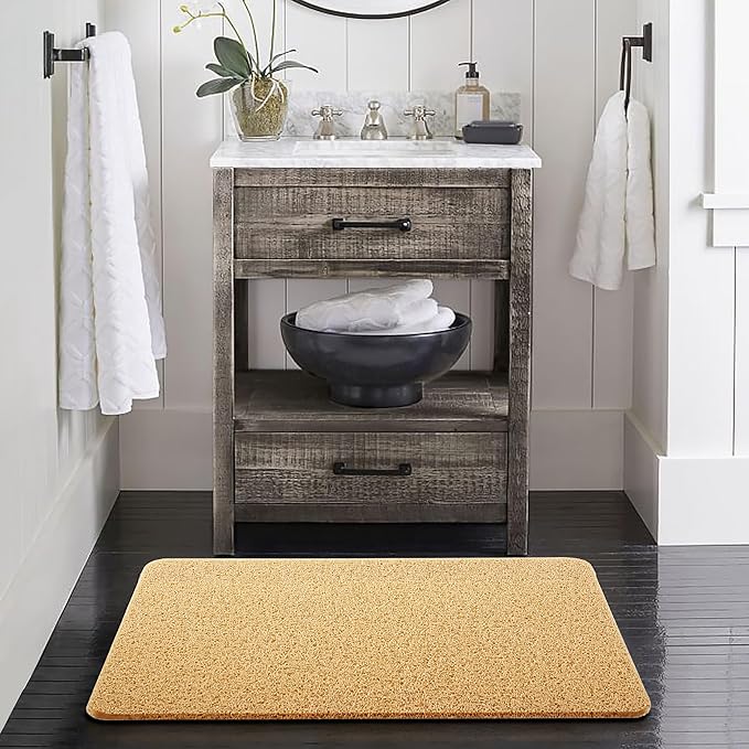 Asvin Soft Textured Bath, Shower, Tub Mat, 24x16 Inch, Phthalate Free, Non Slip Comfort Bathtub Mats with Drain, PVC Loofah Bathroom Mats for Wet Areas, Quick Drying
