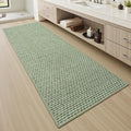 AMOAMI Unique Woven Bathroom Runner Rug, Super Absorbent Non Slip Bath Mats for Bathroom Textured Bathroom Mat Quick Dry Boho Rugs Runners for Hallyways Kitchen Bedroom Beside Tub, 2' x 4', Sage