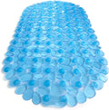 “Pebbles” Non-Slip Bathtub & Shower Mat 27”x14” Oval - Non-Toxic - Safe, Clean, Machine-Washable, Superior Grip & Drainage, Vinyl, for Smooth Floors ONLY, Transparent Light Blue