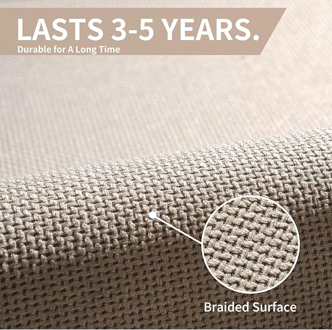 YDKGL Kitchen Mats for Floor, Super Absorbent Kitchen Rugs Non Slip Washable, Soft Imitation Linen Braided Runner Rug, Standing Mat Kitchen Sink Mat, Easy to Clean, Beige 17x71