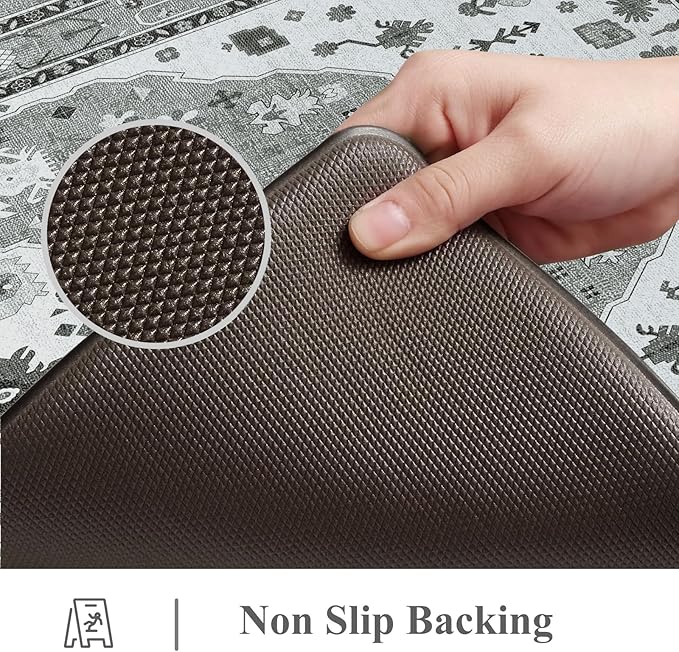 Collive Boho Kitchen Rugs and Mats 2PCS, Cushioned Anti Fatigue Kitchen Mats for Floor Waterproof Non Slip Comfort Foam Standing Mat for Kitchen,Office,Sink,Laundry,17.3''x29''+17.3''x47''