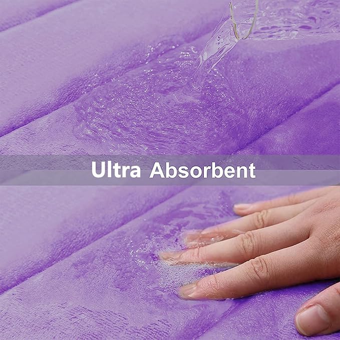 Buganda Memory Foam Bath Mat, 47" x 24", Ultra Soft and Non-Slip Bathroom Rugs, Water Absorbent and Machine Washable Bath Rug Runner for Bathroom, Shower, and Tub, Lavender