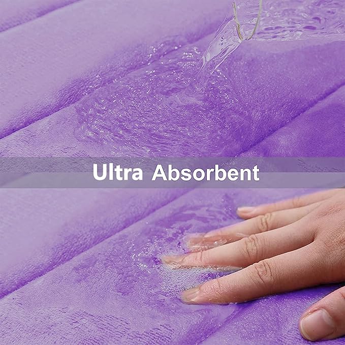 Buganda Memory Foam Bath Mat, 55" x 24", Ultra Soft and Non-Slip Bathroom Rugs, Water Absorbent and Machine Washable Bath Rug Runner for Bathroom, Shower, and Tub, Lavender