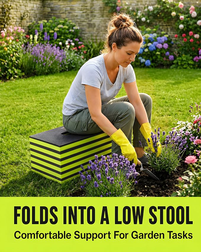 Foldable EVA Utility Mat with Handle, Heavy Duty Mechanic Mat for Kneeling, Workouts, Garages, Gardening, Camping, Picnics, Outdoor Adventures and Home Gyms, Green