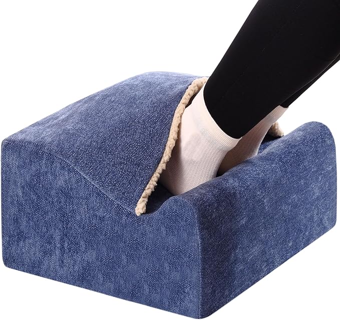 Foot Rest for Under Desk at Work, Office Footrest with Warm Feet Pocket,Ergonomic Under Desk Footrest with Washable Cover, Stool for Office Chair & Back &Pain Relief, (Blue+)