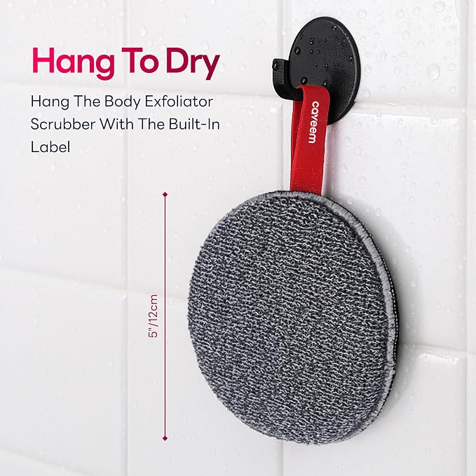 Caveem Exfoliating Body Scrubber, Extra Rough Shower Exfoliator Sponge, Body Exfoliating Sponges for Remove Dead Skin, Bath and Body Exfoliate Buffer, Round Sponge for Women (2 Pack)