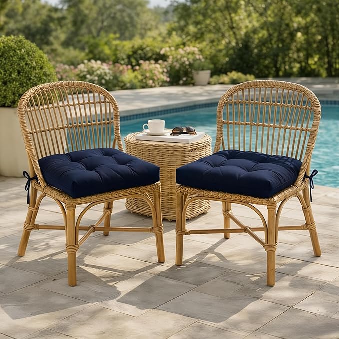 IASEAHK Outdoor Chair Cushions Set of 4, 19" x 19" x 5", Waterproof Outdoor Seat Cushions for Patio Furniture, Fade-Resistant Patio Chair Cushion, Dining Wicker Chair Pads for Porch Garden, Navy Blue