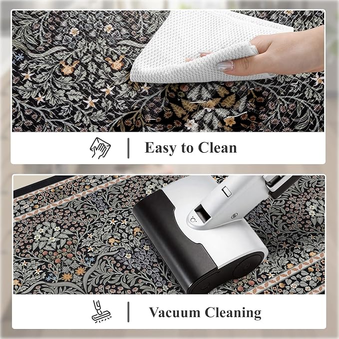 Collive Kitchen Mats Cushioned Anti Fatigue, Waterproof Kitchen Floor Mat Non Slip Desk Rugs Comfort Standing Rug for Sink, Office, Laundry, Home Decor, Black/Mulit