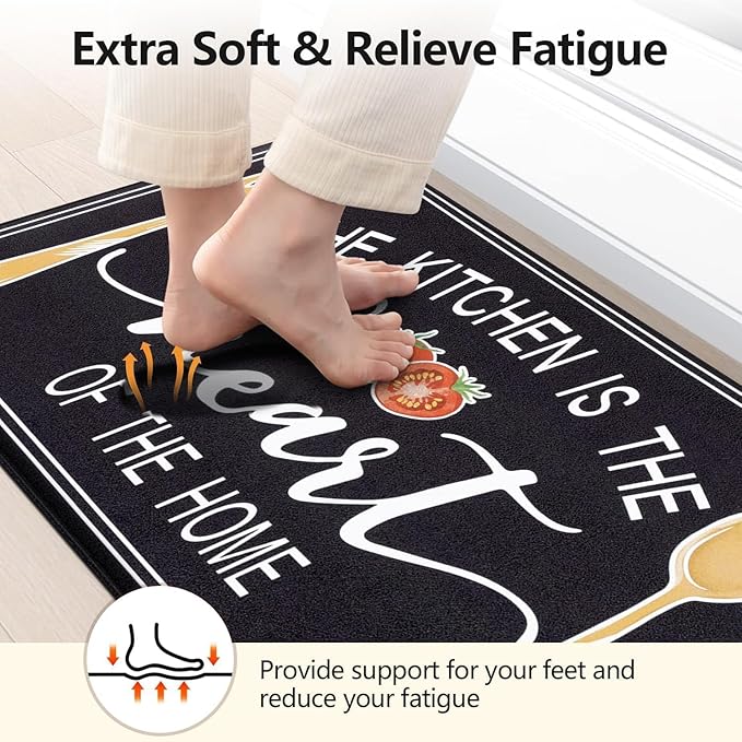 Yamaziot Anti Fatigue Kitchen Rug Set of 2, 20" x 59"+20" x 32"Non-Slip Waterproof Farmhouse Cushioned Comfort Standing Floor Mat for Kitchen, Office, Sink, Laundry
