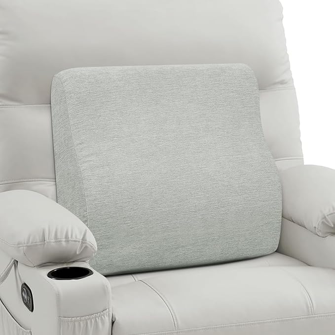 Lumbar Support Pillow for Recliner & Back Pillow for Couch, Dual Layer Memory Foam Back Support for Deep Recliner Chair for Senior Citizen to Sit Up Straight Light Grey