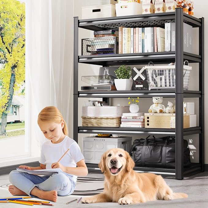 3-Pack Heavy Duty Garage Shelving for Garage, Warehouse & Workshop Storage Organization, 71" H x 46" W x 18" D Adjustable 5-Tier All Metal Wire Shelf for Tools, Storage Bins & Bulk Items
