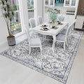 SALLOUS Floor Mat for Home, 5' x 7' Waterproof Area Rug for Living Room, Vinyl Area Rug for Bedroom, Slip Resistant Hard Floor Protector Mat for Kitchen, Bathroom, Entryway (Grayish Blue Bohemian)