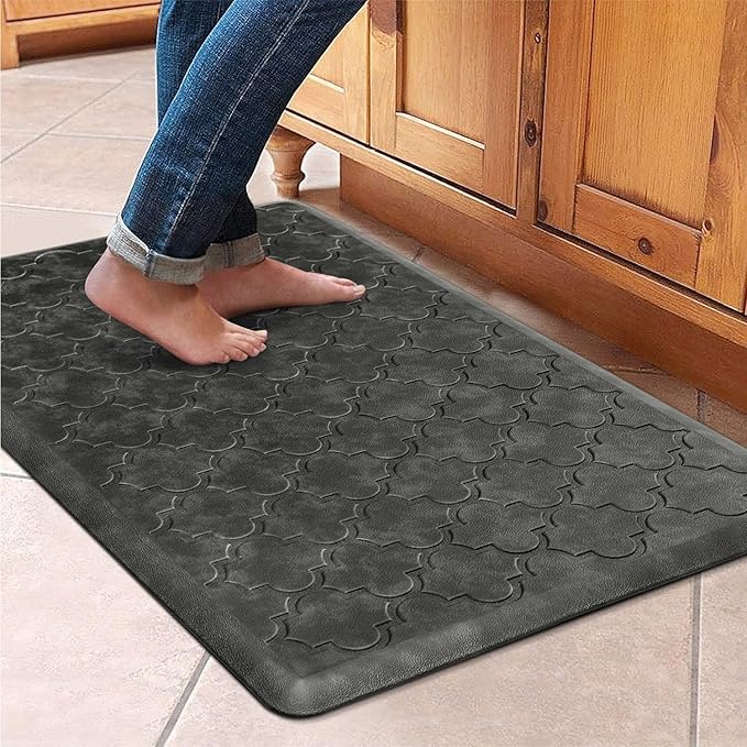 WISELIFE Kitchen Mat Cushioned Anti Fatigue Floor Mat,20"x32", Thick Non Slip Water Resistant Kitchen Rugs and Mats,Heavy Duty Foam Standing Mat for Kitchen,Floor,Home,Desk,Sink, Grey
