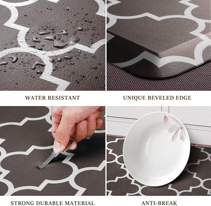 WISELIFE Kitchen Mat Cushioned Anti-Fatigue Kitchen Rug,17.3"x 60",Non Slip Waterproof Kitchen Mats and Rugs Heavy Duty PVC Ergonomic Comfort Mat for Kitchen, Floor Home, Office, Sink, Laundry
