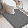 COSY HOMEER Toilet Rugs U-Shaped 24"x20",Soft Absorbent Bath Mat with Non-Slip TPR Backing, Machine Washable Shaggy Bath Rug for Toilet,Dark Grey