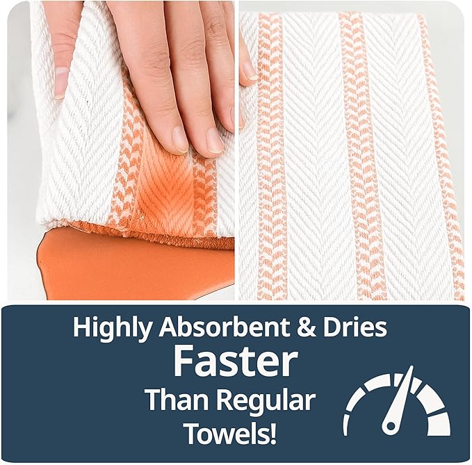 LANE LINEN Kitchen Towels Set - Pack of 4 Cotton Dish Towels for Drying Dishes, 18”x 28”,Absorbent Tea Towels, Quick Drying Kitchen Towel Set - Coral