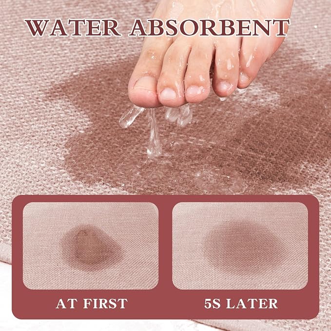 chakme Bathroom Rugs Mat 59x17, Ultra Thin Non Slip Bath Mats Runner Quick Dry Absorbent Bath Mat for Bathroom Floor, (Pink, 59"x17")