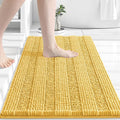 Grandaily Chenille Striped Bathroom Rugs 24x16, Extra Thick and Absorbent Bath Mats, Non-Slip Soft Plush Shaggy Shower Carpet, Machine Wash Dry, Bath Rug for Bathroom, (Small, Yellow)